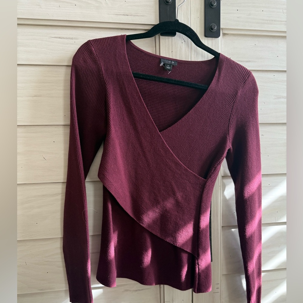 Ann Taylor Burgundy Long Sleeve Top